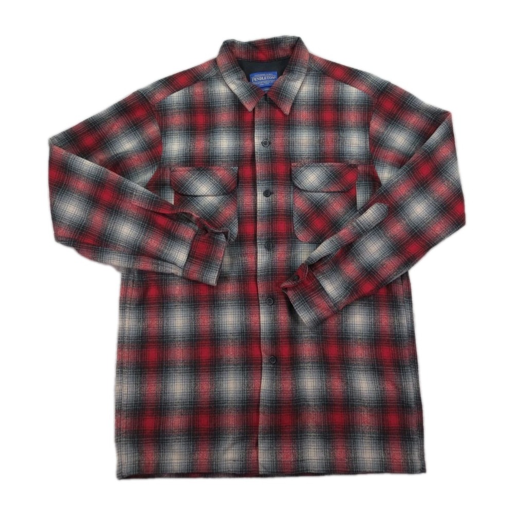 Pendleton Board Shirt Mens Small Wool‎ Plaid Button Up Loop Collar Flap Pocket